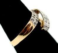 Contemporary Ribbon Shaped Channel Set Diamond Ring with 10k Gold