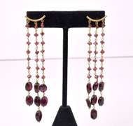 Vintage Garnet Dangle Earrings, 18KT