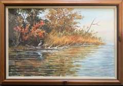 Martha Hudson Lake Scenery Lithograph