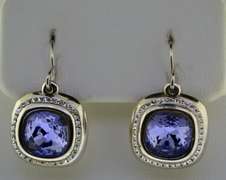 Sterling Silver Blue Color Stone Drop Earrings