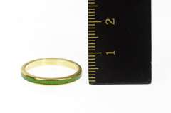 14K Yellow Gold 2.5mm Green Enamel Stackable Band Ring