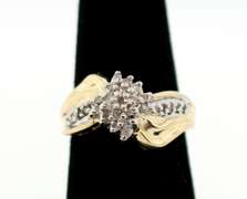 Intricate Thrusting Diamond Cluster 10k Gold Ring