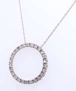 Sparkling White Gold Diamond Eternity open Circle Necklace