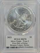 First Day of Issue Legacy Series 2021 PCGS MS70 $1 Eagle-Ty 2