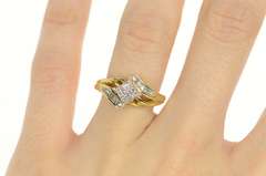 14K Yellow Gold 0.46 Ctw Princess Diamond Squared Engagement Ring