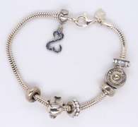 Italian Sterling Silver Bracelet w Charms