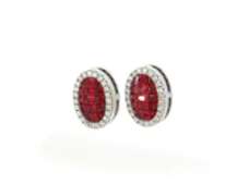 Attractive 18kt Invisible Set Ruby and Diamond Frame Stud Earrings