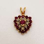 14kt Yellow Gold, Ruby, & Diamond Pendant