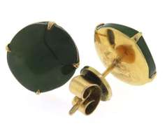 Fantastic Carved Green Jade Stud Earrings
