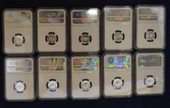 1955-1964 Run Of Proof Roosevelt Dimes NGC MS67