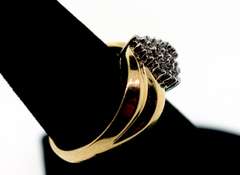 Contemporary 10k Gold Diamond Cluster Ring