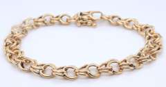 Heavy Yellow Gold Double Link Charm Bracelet