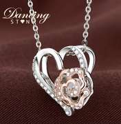 Two tone Flower In heart Silver Pendant