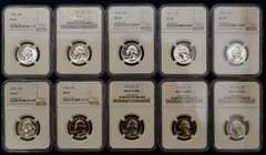 Run Of Proof Washington Quarters1958-1967 NGC PF67 With The SMS As Cameos.