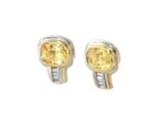 Eyecatching Yellow Sapphire and Baguette Diamond Earrings in 18kt