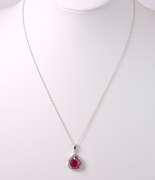 Ravishing 4.24CTS Ruby & 0.29CTW Diamond Pendant Necklace in Sterling Silver