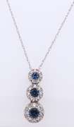 Favorite White Gold 3 Stone Sapphire and Diamond Pendant on Chain