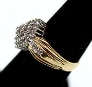 10k Gold Cushioned Diamond Cluster Ring