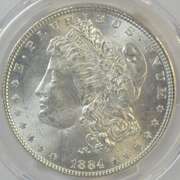 Near Gem BU 1884 Morgan Silver Dollar. PCGS MS64