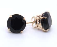 Lovely Yellow Gold Round Black Onyx Stud