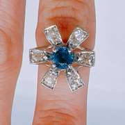 14kt Gold, Blue Sapphire, & Diamond Ring