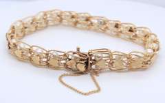 Vintage Yellow Gold Pearl Woven Link Bracelet