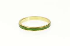 14K Yellow Gold 2.5mm Green Enamel Stackable Band Ring