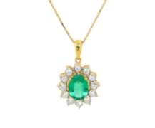 Significant 18kt Emerald and Diamond Starburst Pendant on Chain