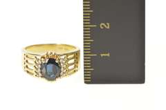 14K Yellow Gold Oval Natural Amethyst Diamond Statement Ring