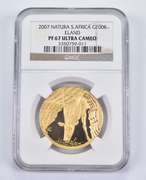 PF67UCAM 2007 South Africa 100 Rand 1 Oz .999 Gold - Natura Eland NGC