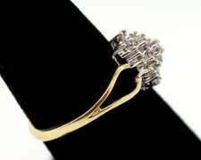 Stepped Diamond Cluster Ring with 10k Gold