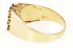 14K Yellow Gold Squared Ruby Cluster Graduated Statement Ring