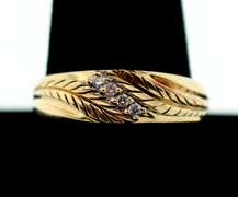 Richly Designed Four Stone Diamond Ring with 10k Gold