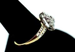 Rising Diamond Cluster 10k Gold Ring with Channel Set Diamonds