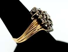 Undulating Diamond Cluster 10k Gold Ring