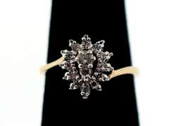 Sparkling 10k Gold Halo Diamond Ring