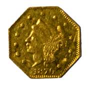 1870 Octagonal 25 Cent California Gold Token