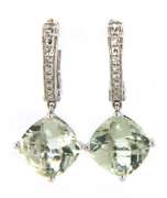 Dazzling Prasiolite and Diamond White Gold Dangle Earrings