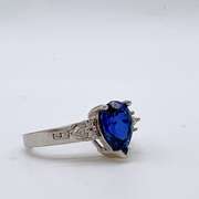 10kt Gold, Blue Sapphire, & Diamond Cocktail Ring