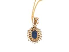 Stunning Sapphire and Diamond Halo Pendant on Chain
