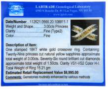 Modern White Gold Princess Yellow Sapphire and Diamond X Ring