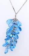 Charming White gold Fancy Blue Topaz Dangle Necklace