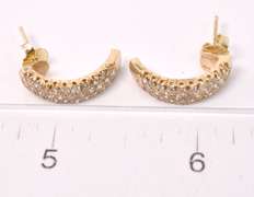 Amazing Partial Hoop Diamond Earrings in 14K Yellow Gold