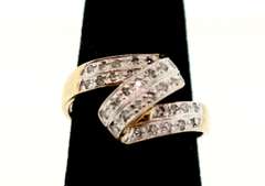 Contemporary Ribbon Shaped Channel Set Diamond Ring with 10k Gold