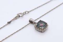 Vintage Sterling Silver Mystic Topaz Pendant on Chain