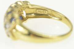 14K Yellow Gold Ornate Sapphire Diamond Statement Band Ring