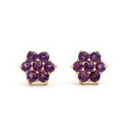 Plated 18KT Yellow Gold 1.21cts Amethyst and Diamond Earrings