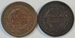 Pair of really nice Braided Hair Large Cents: 1845 & 1846