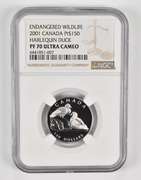 PF70 2001 Canada $150 Platinum Harlequin Duck Endangered Wildlife NGC