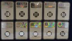 1955-1964 Run Of Proof Roosevelt Dimes NGC MS67